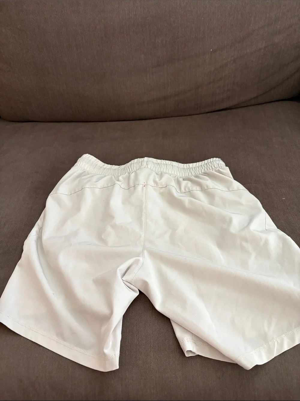 Light Beige Athletic Shorts with Black Drawstring